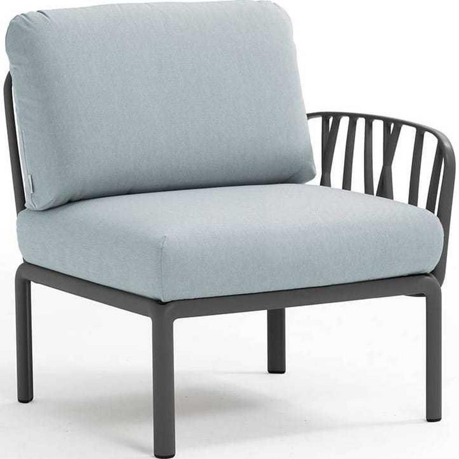Chaise longue de jardin komodo élément terminal anthracite bleu clair
