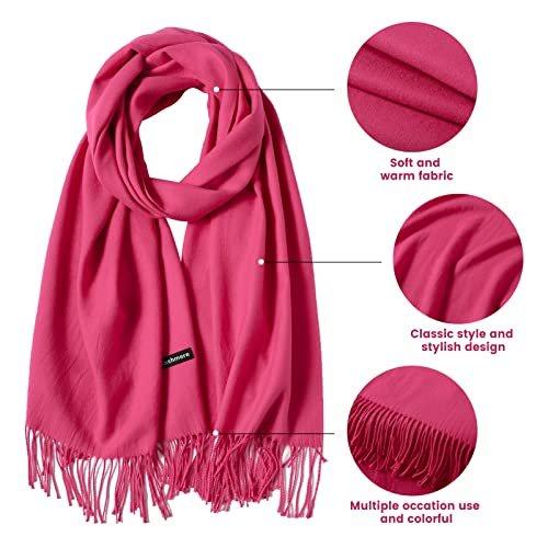 Only-bags.store  Schal Warm Autumn Plain Cotton with Tassels/Fringes, 40+ Colors Plain & Plaid Pashmina xl Scarfs, 