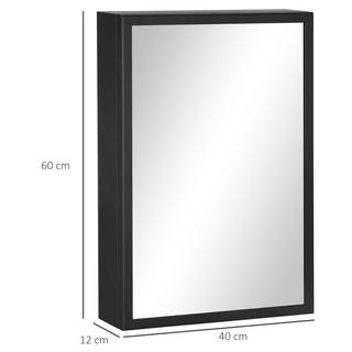 Northio Spiegelschrank, Badezimmerschrank mit 3 Etagen, Medizinschrank, Hängeschrank für Schlafzimmer, Schwarz, 40 x 12 x 60 cm  