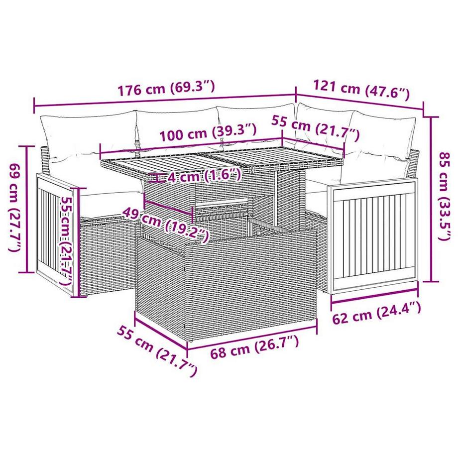VidaXL Ensemble de canapés de jardin rotin synthétique  