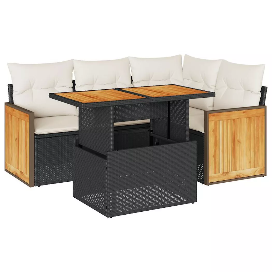 VidaXL - Gartensofa set poly-rattan, One Size, Schwarz