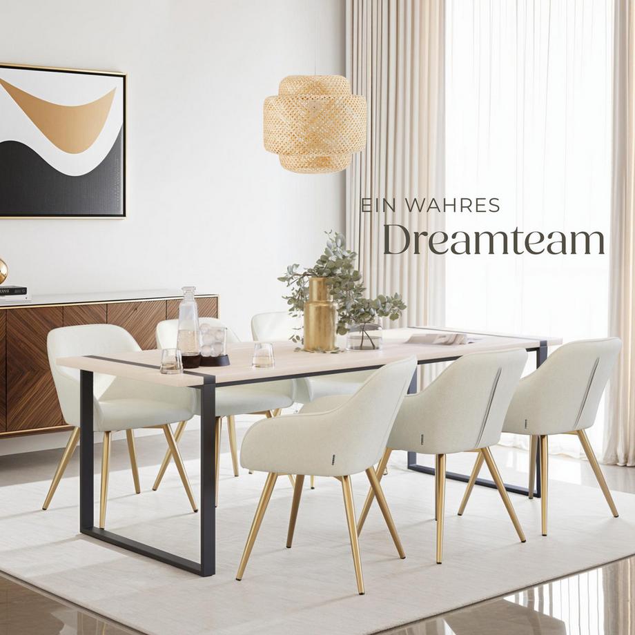 Tectake Chaise de salle à manger MARILYN rembourrée en velours côtelé  