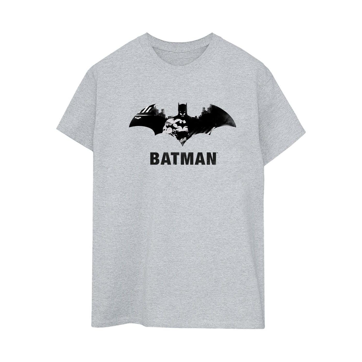 Image of Batman Black Stare Logo Tshirt Damen Grau S