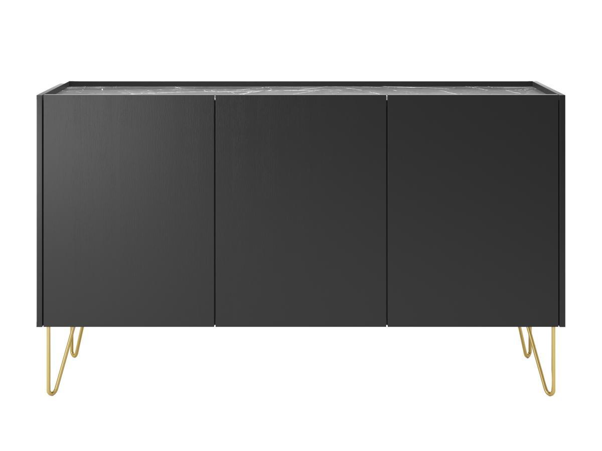 PASCAL MORABITO Credenza con 3 ante Nero effetto Marmo Nero e Dorato - PIOLUN di Pascal MORABITO  