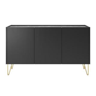 PASCAL MORABITO Credenza con 3 ante Nero effetto Marmo Nero e Dorato - PIOLUN di Pascal MORABITO  