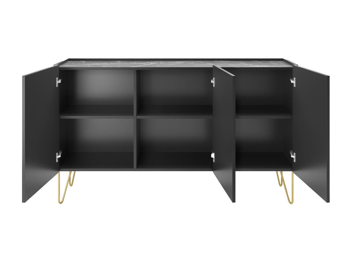 PASCAL MORABITO Credenza con 3 ante Nero effetto Marmo Nero e Dorato - PIOLUN di Pascal MORABITO  