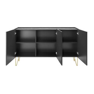 PASCAL MORABITO Credenza con 3 ante Nero effetto Marmo Nero e Dorato - PIOLUN di Pascal MORABITO  