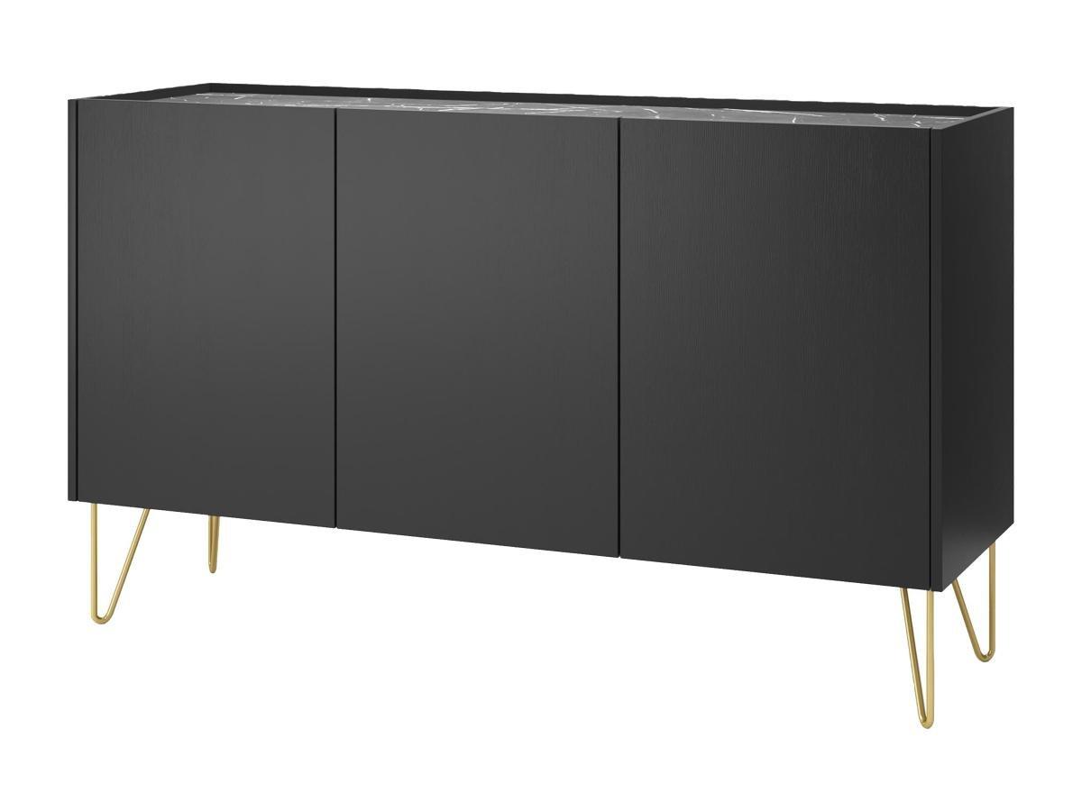 PASCAL MORABITO Credenza con 3 ante Nero effetto Marmo Nero e Dorato - PIOLUN di Pascal MORABITO  