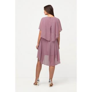 Ulla Popken  Abito da sera in chiffon con scollo a V, mezze maniche e sottoveste 