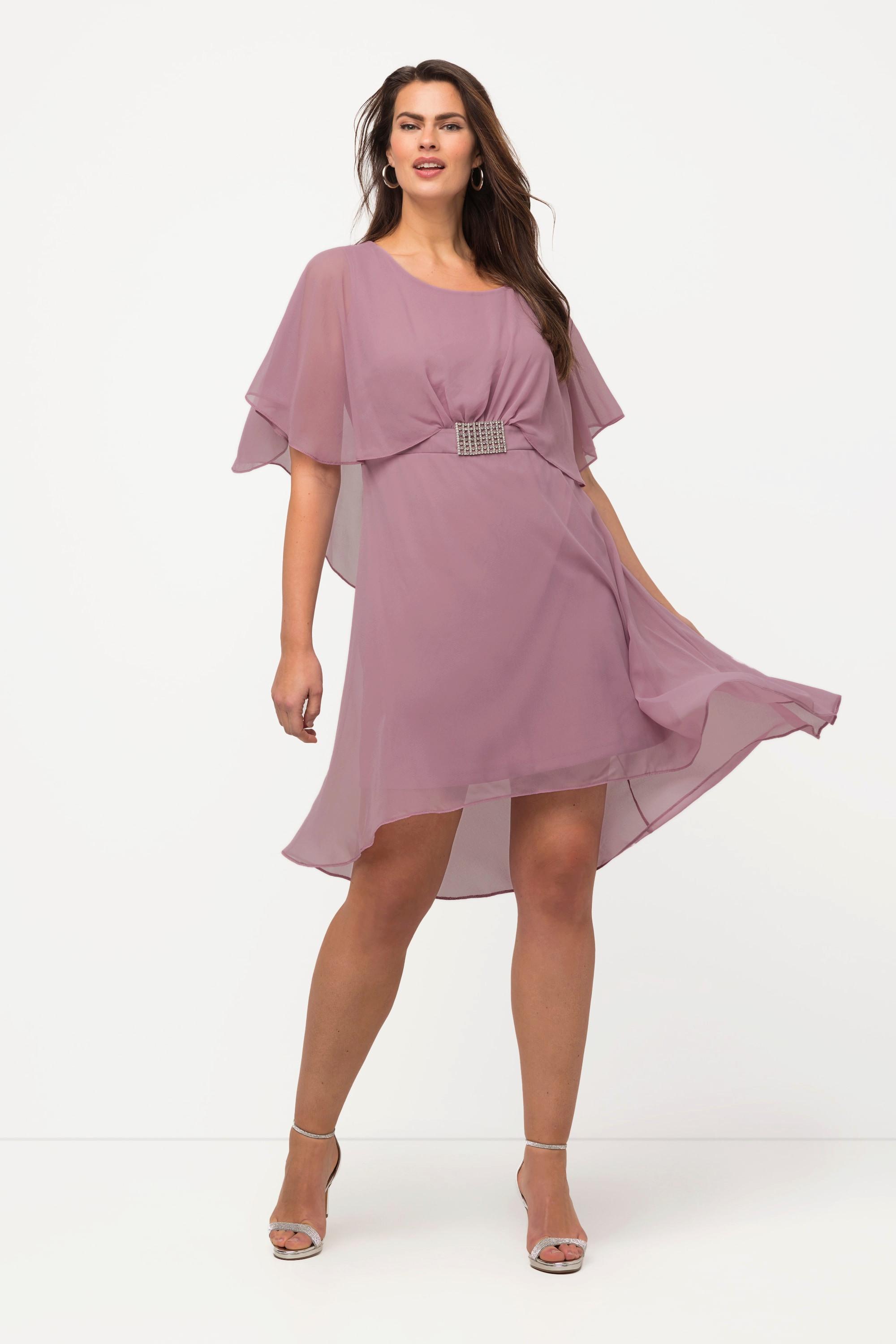 Ulla Popken  Abito da sera in chiffon con scollo a V, mezze maniche e sottoveste 