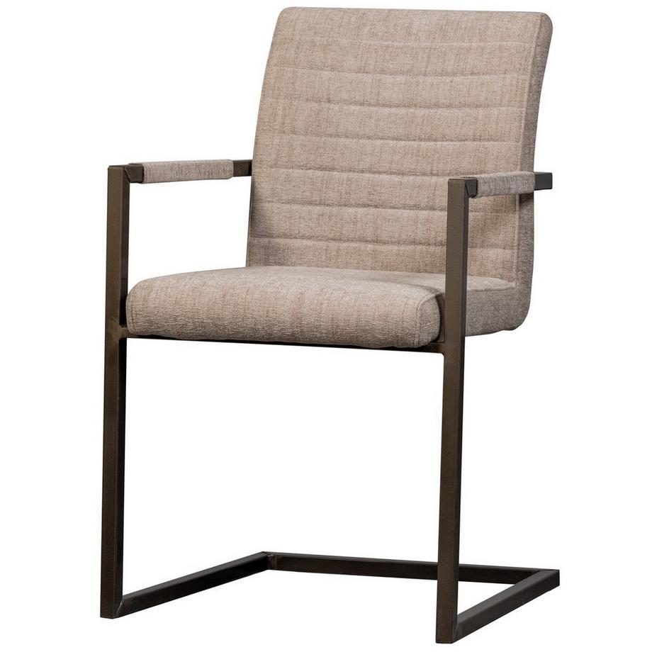 Armlehn Freischwingerstuhl Bas Webstoff sand meliert