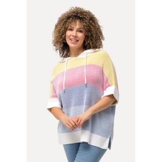 Ulla Popken  Pullover, Blockstreifen, Kapuze, Halbarm 