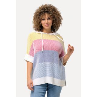 Ulla Popken  Pullover, Blockstreifen, Kapuze, Halbarm 