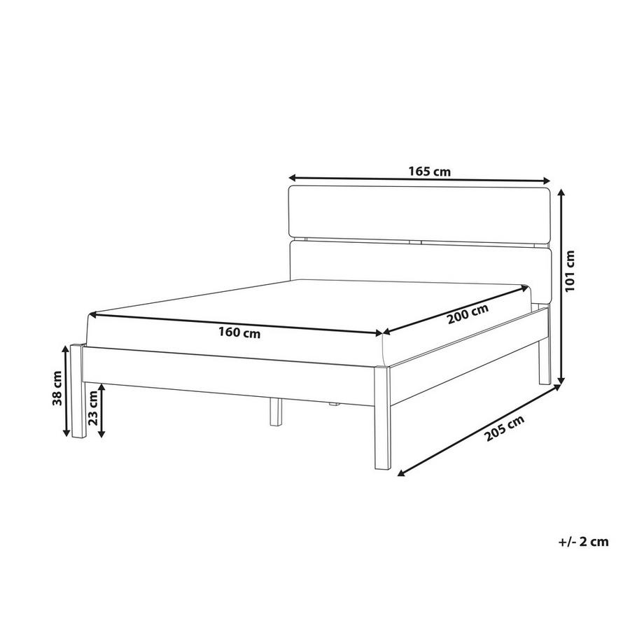 Beliani Bett mit LED aus Gummibaumholz  BOISSET  