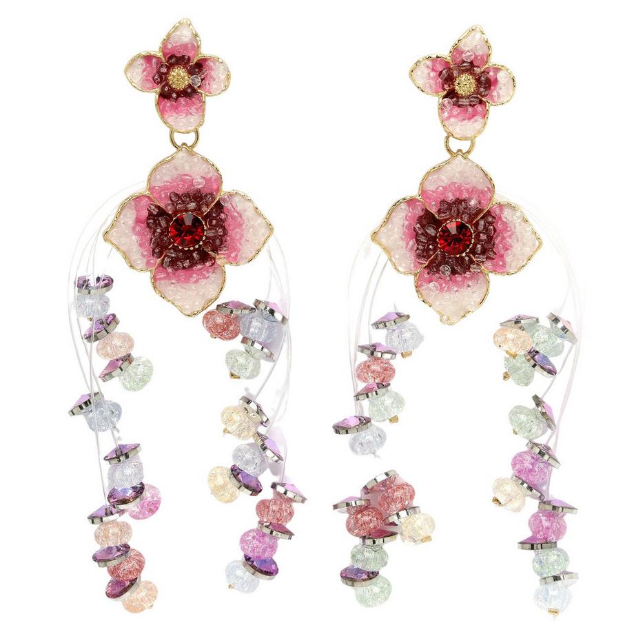 Diva Kollektion Doppelte Boho Florale Hängeohrringe