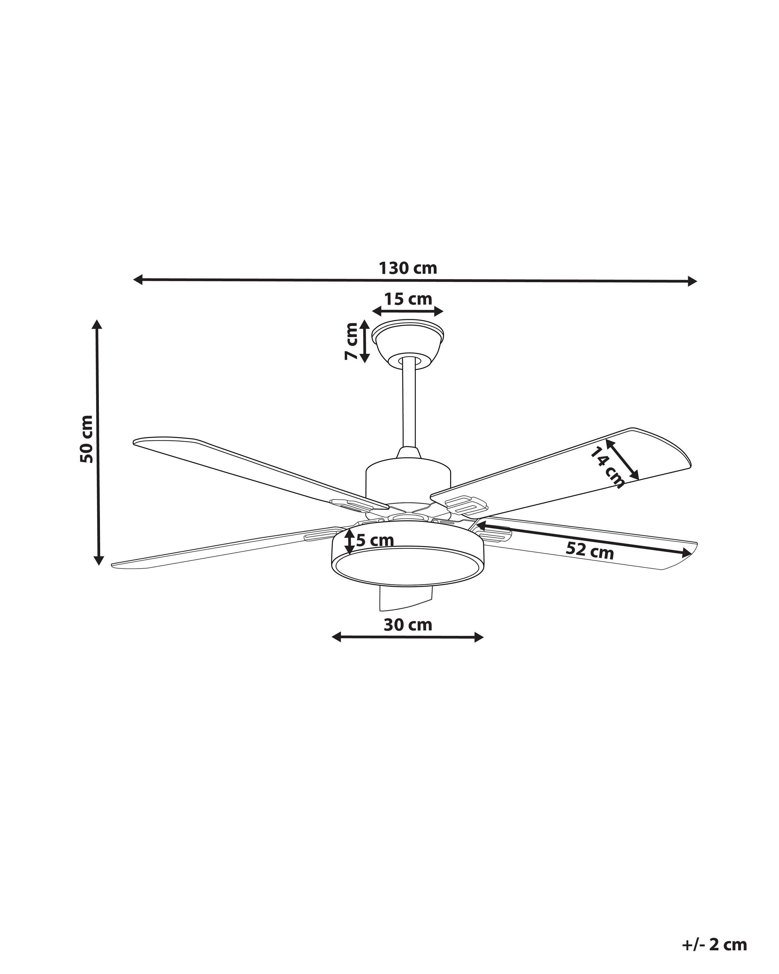 Beliani Ventilatore a soffitto con luce en Ferro Classico HOBBLE  