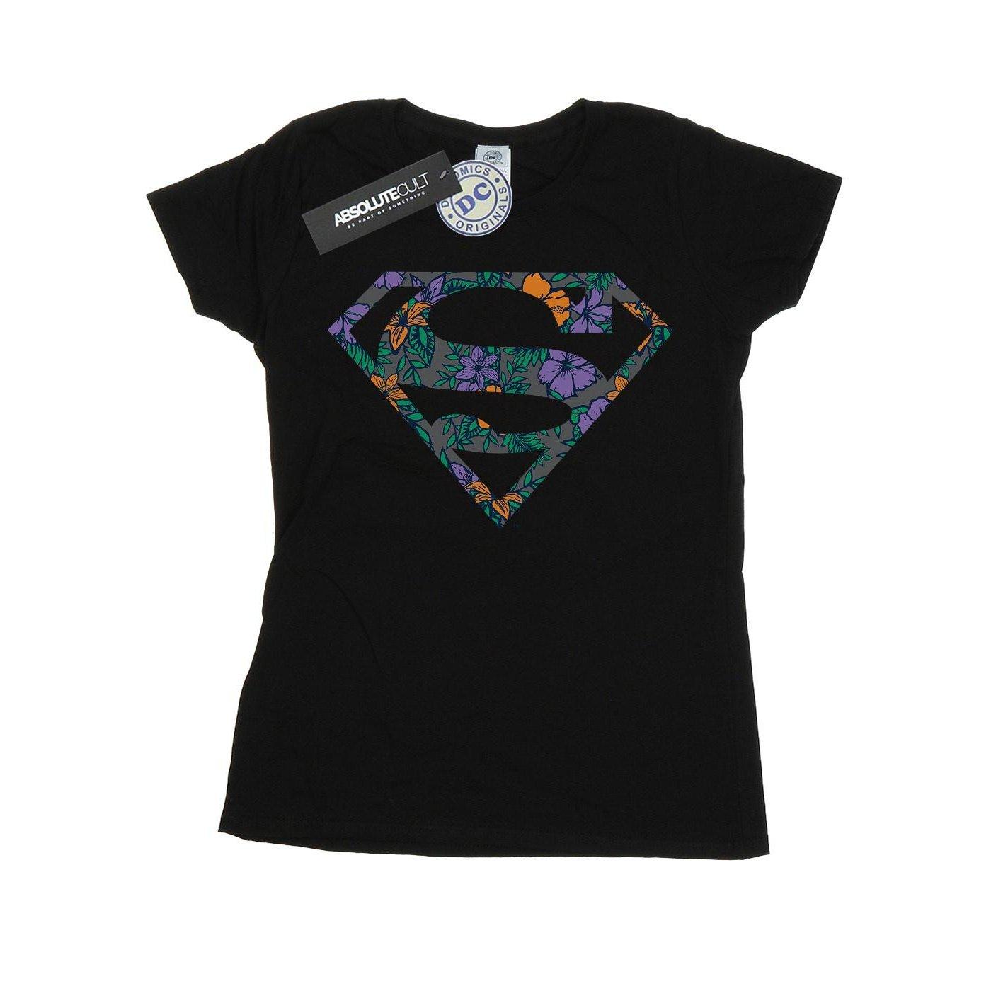 Image of Superman Floral Logo 1 Tshirt Damen Schwarz S