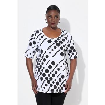 T-shirt dal taglio svasato in cotone Pima con pallini, scollo a girocollo e mezze maniche