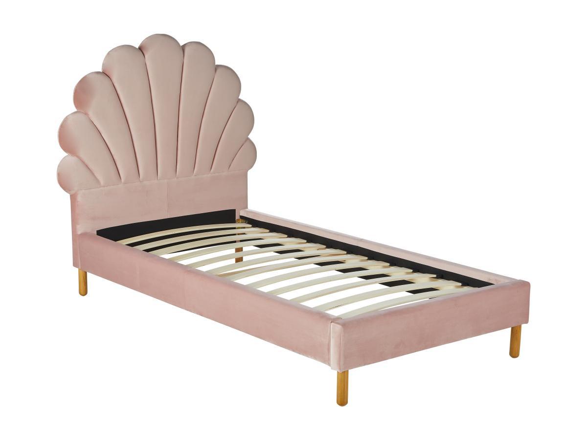 Vente-unique Letto conchiglia  Velluto Rosa + materasso MONICA  