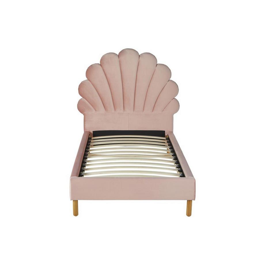 Vente-unique Bett Muschelbett + Matratze Samt Rosa MOANA  