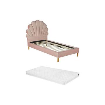 Letto conchiglia  Velluto Rosa + materasso MONICA