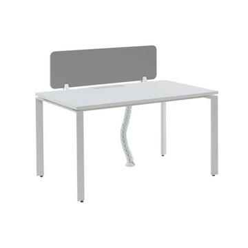 Schreibtisch für 1 Person + Trennwand - L 140 cm - Weiß - DOWNTOWN