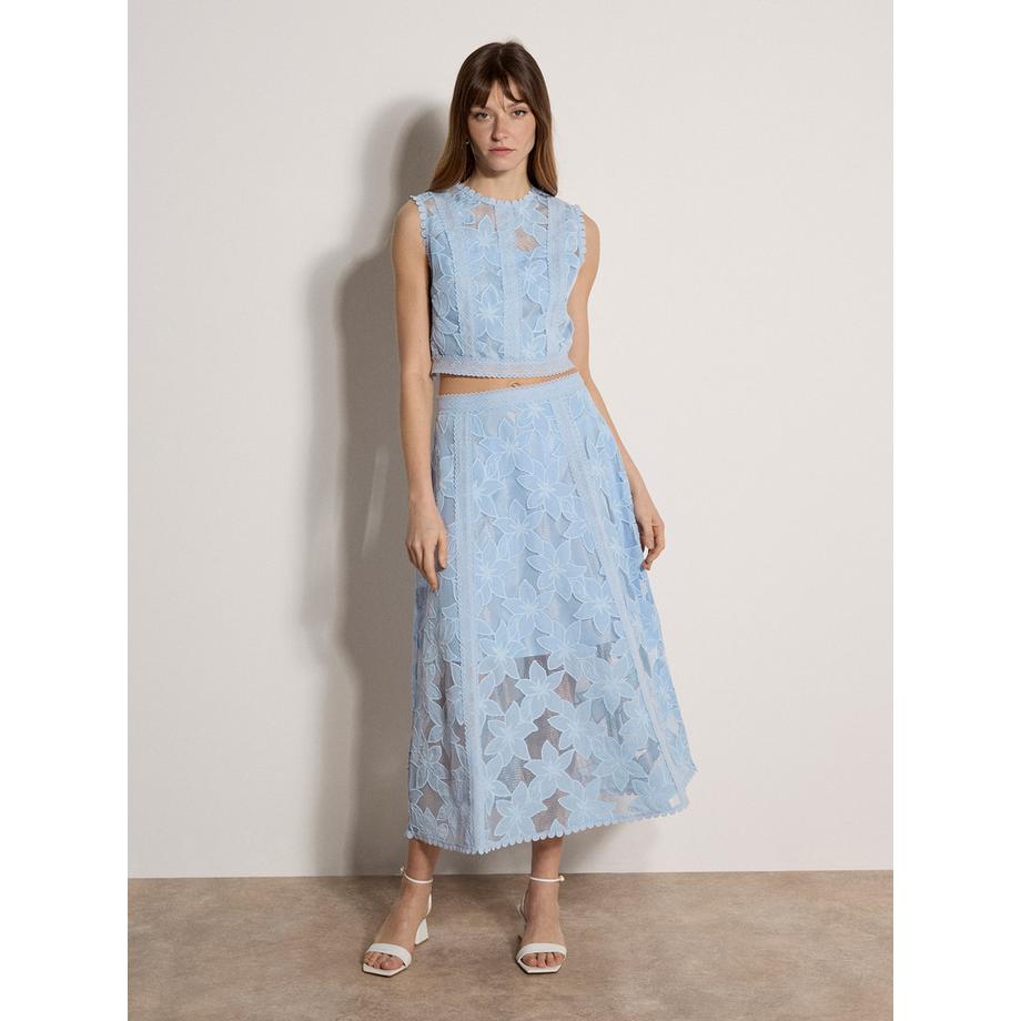 APRICOT Gonna Midi in Pizzo Floreale Mesh  