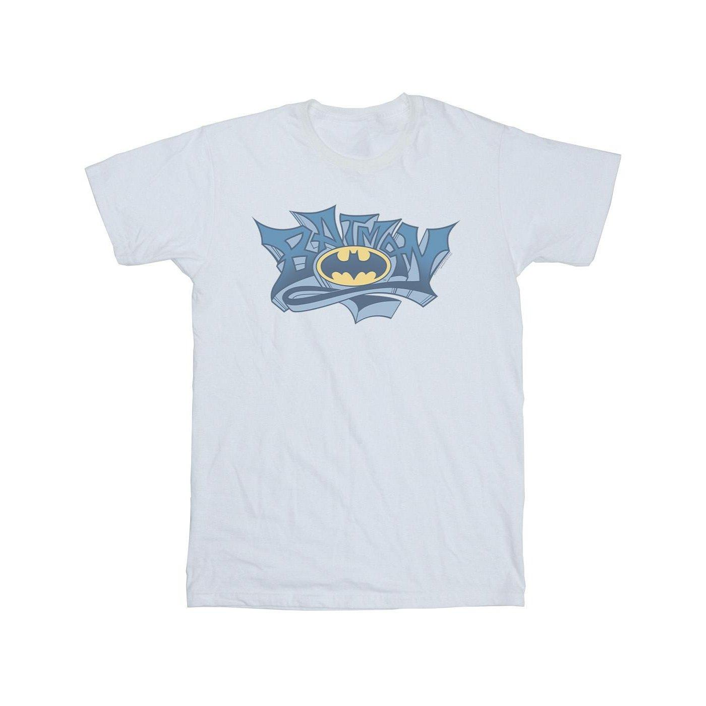 Image of Batman Graffiti Logo Tshirt Mädchen Weiss 152-158