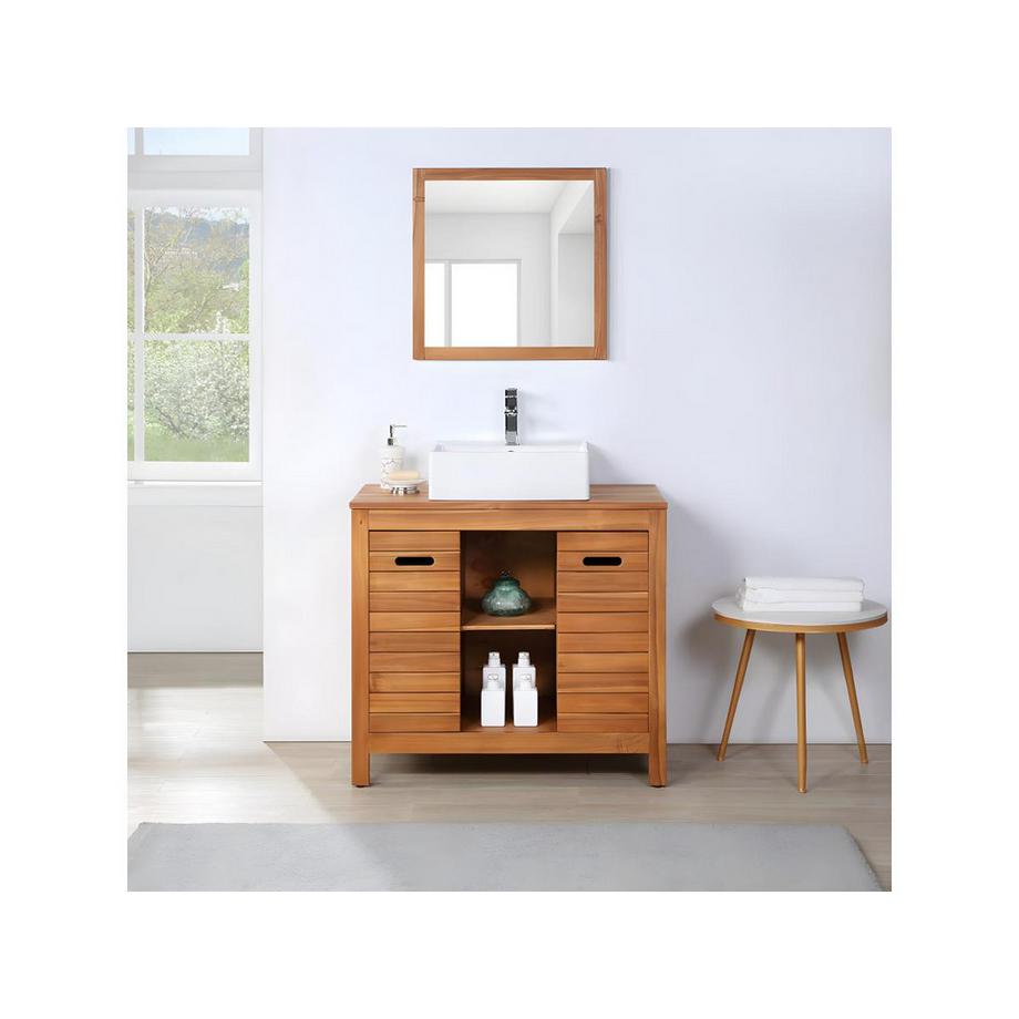 Vente-unique Specchio quadrato con contorno 60 x 60 cm in Legno d'acacia - SEPANG  