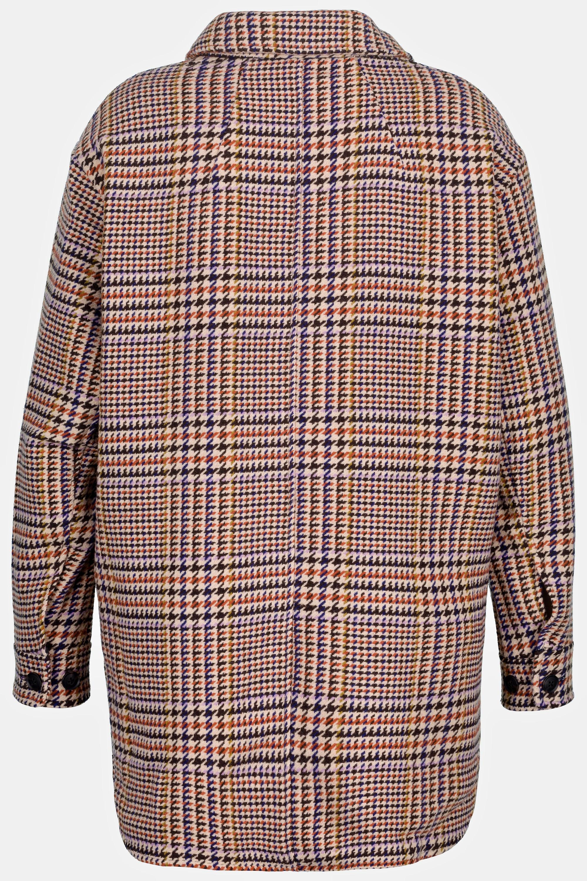 Ulla Popken  Veste, motif à carreaux, oversized, col de chemise, manches longues 