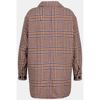 Ulla Popken  Veste, motif à carreaux, oversized, col de chemise, manches longues 