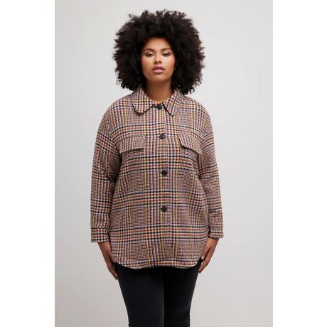 Ulla Popken  Giacca a quadri dal taglio oversize con collo da camicia e maniche lunghe 