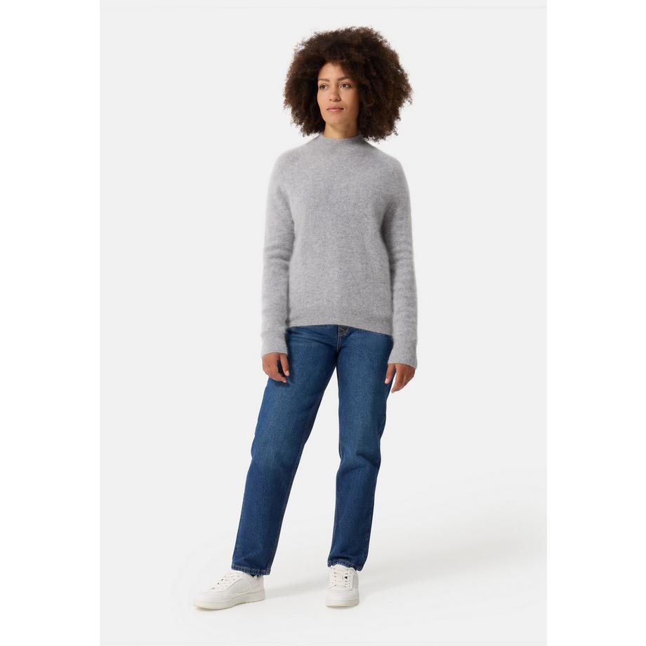 CASH-MERE.CH Pullover Cashmere Spazzolato Collo Alto Corto  