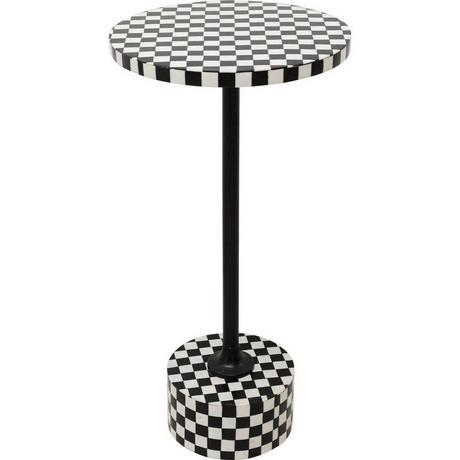 KARE Design Table d&#039;appoint Domero Chess noir rond 25cm  