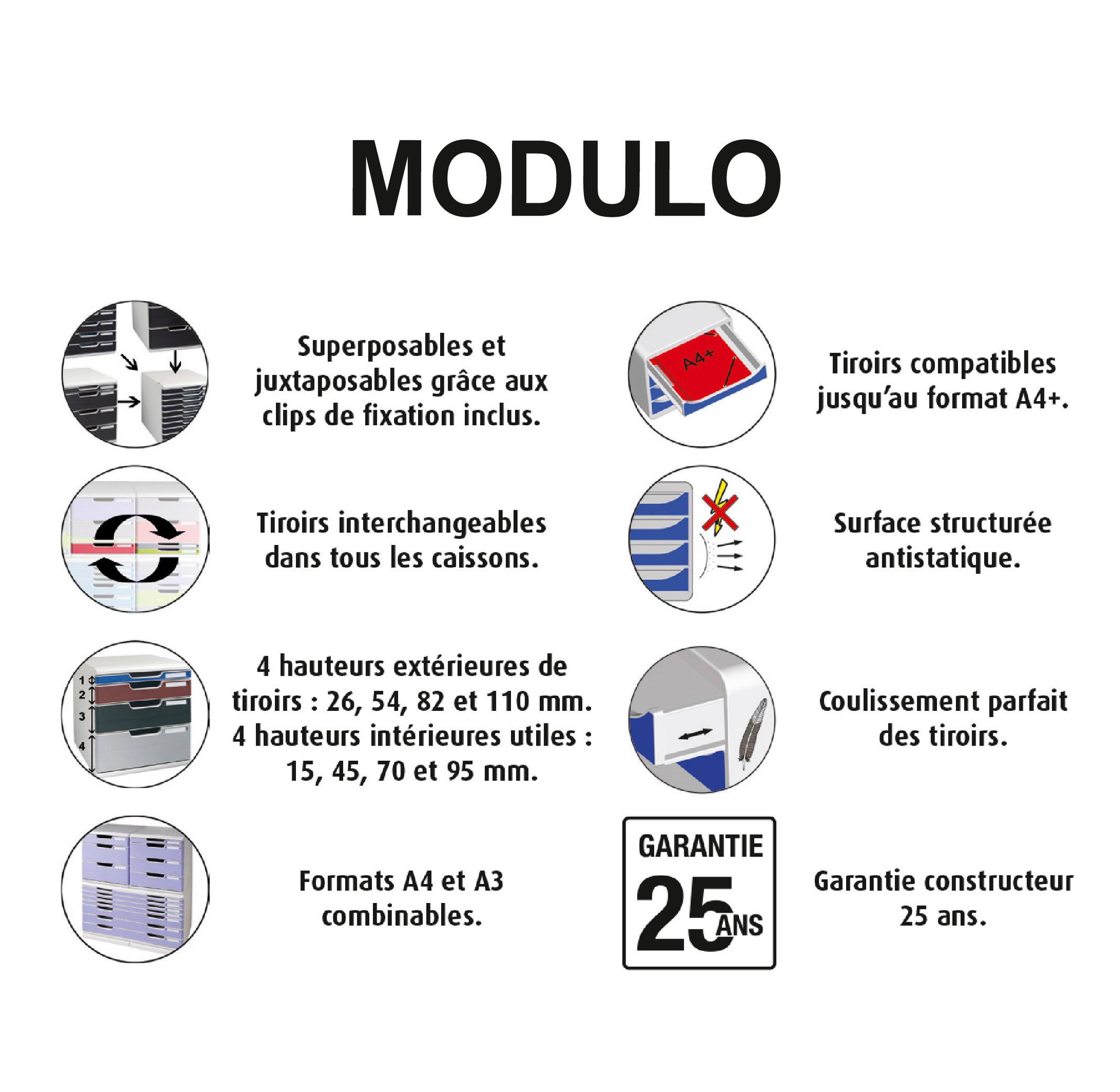 Exacompta Module de classement Modulo Iderama 5 tiroirs fermables à clé  