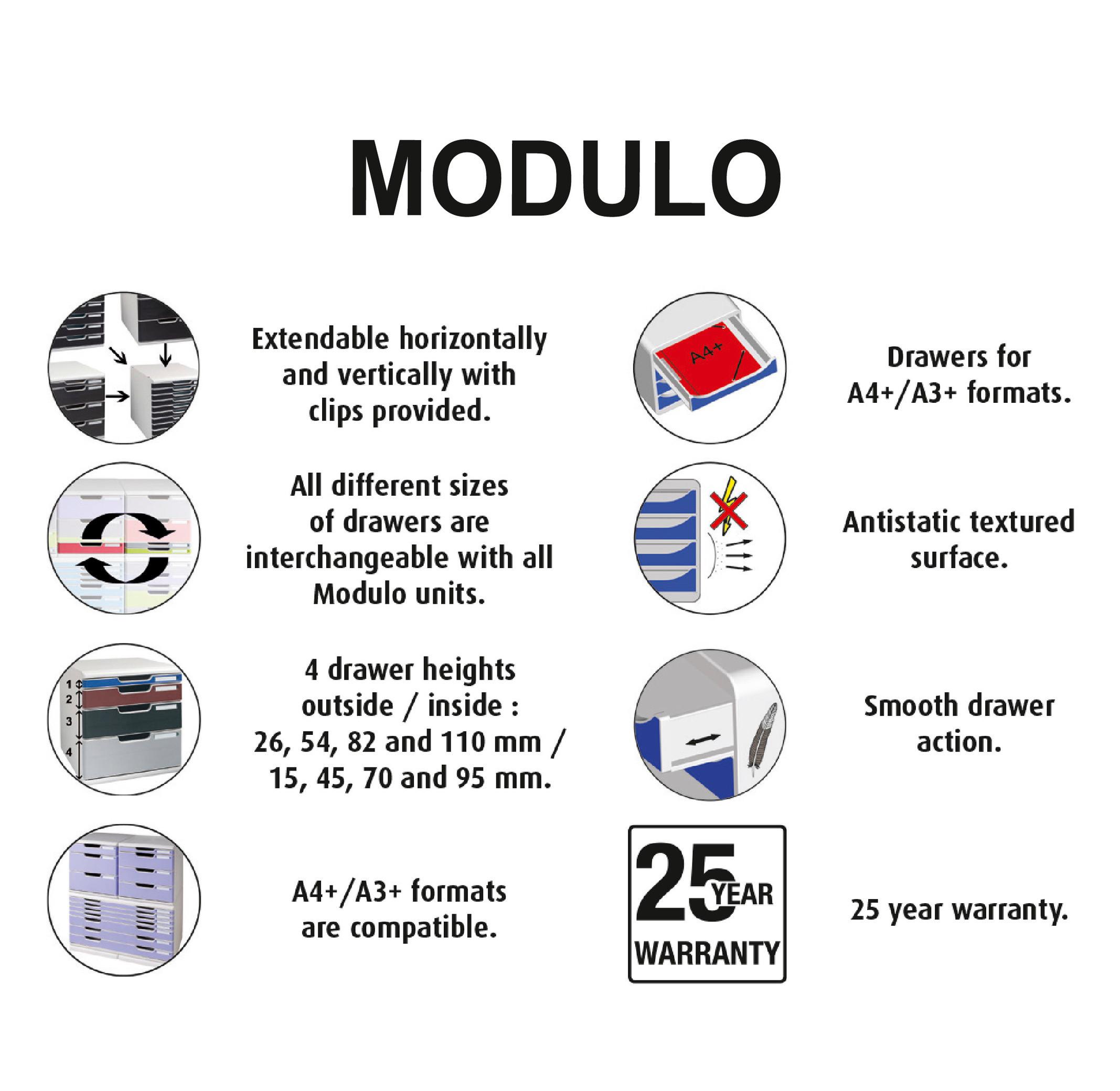 Exacompta Module de classement Modulo Iderama 5 tiroirs fermables à clé  