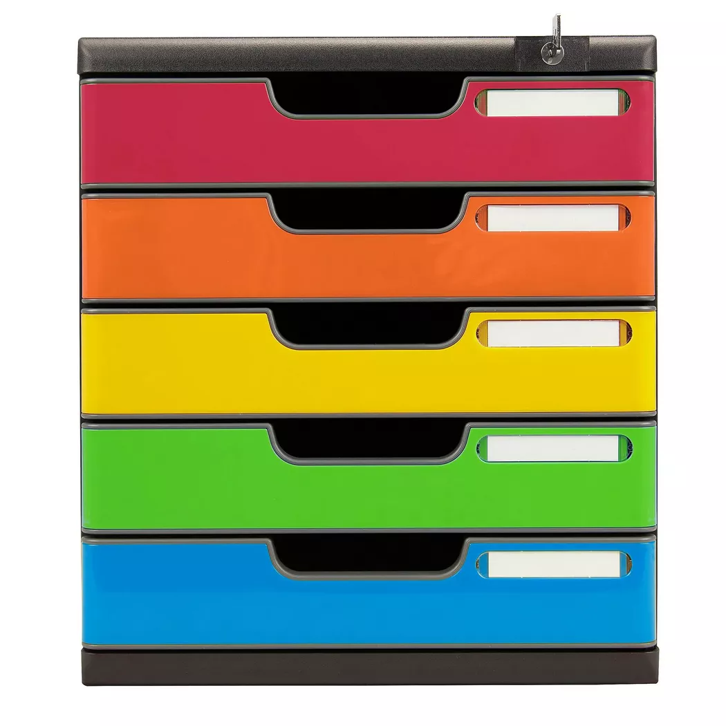 EXACOMPTA Schubladenbox MODULO A4, 5 Schübe, harlekin