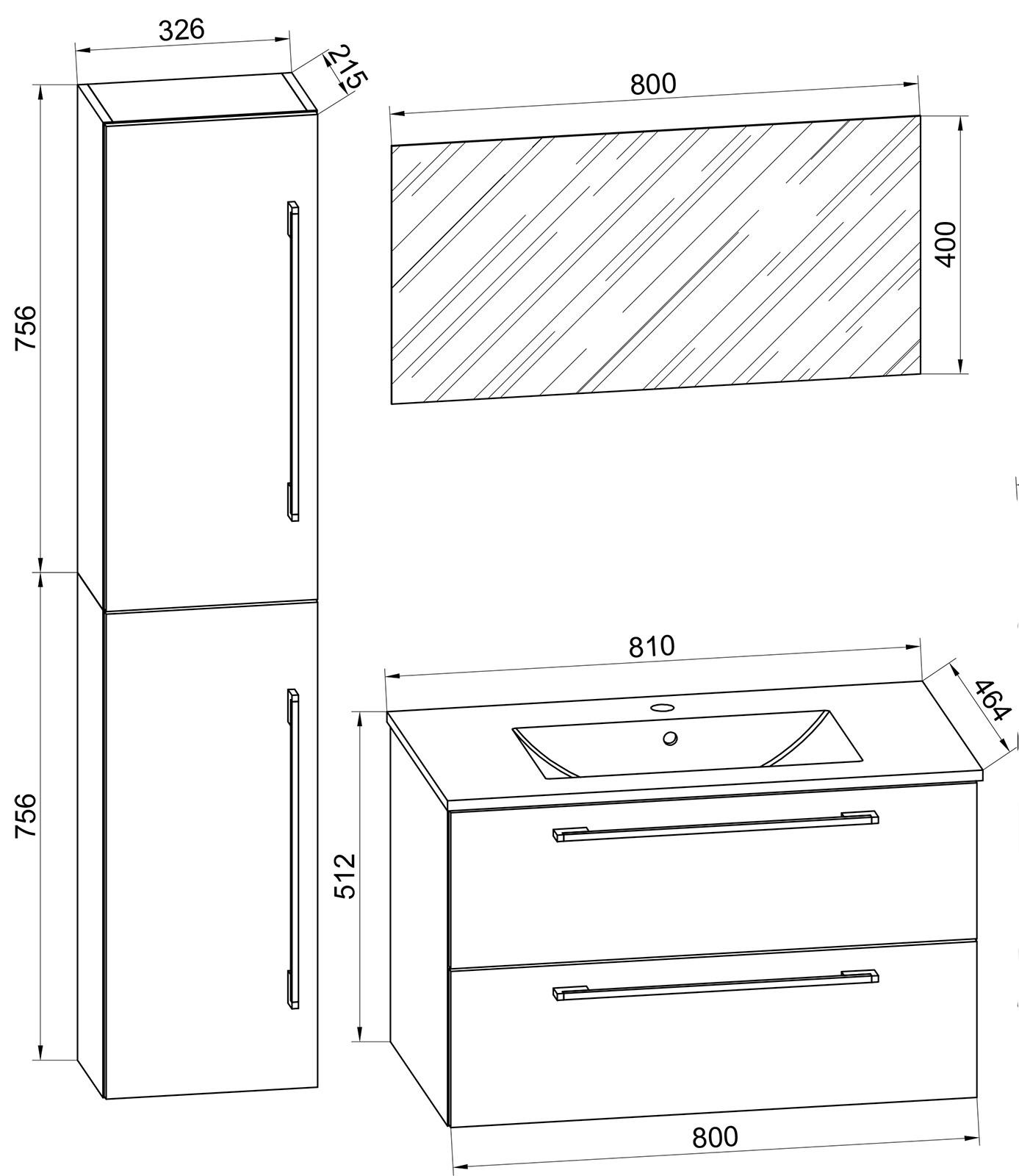 VCM 4-pièces  meuble de salle de bains  