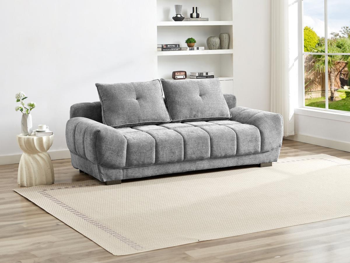 Vente-unique Sofa 3-Sitzer mit Schlaffunktion - Stoff - Grau - FERLI  