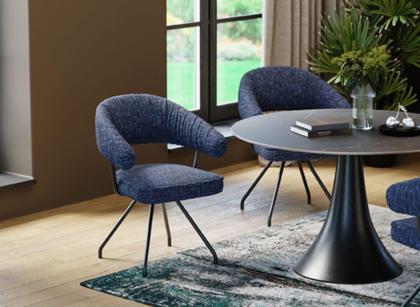 KARE Design Chaise pivotante Arabella bleu  