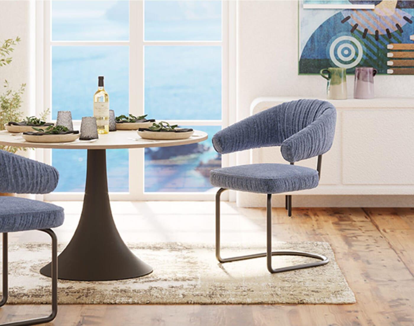 KARE Design Chaise pivotante Arabella bleu  