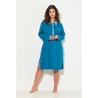 Ulla Popken  Chemise de nuit avec col, détails en satin, manches longues 