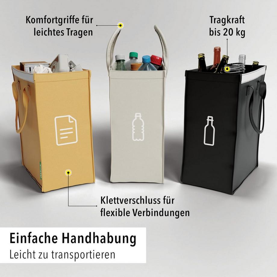 Qikfresh Mülltrennsystem 3er Set (ohne Beschriftung)  