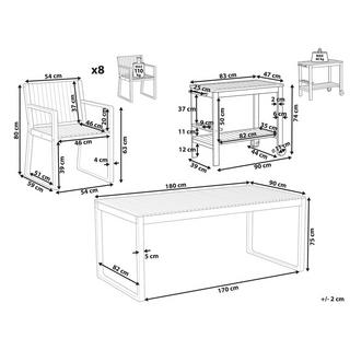 Beliani Ensemble de salle à manger pour 8 personnes avec chariot en Bois d'acacia certifié FSC® Rustique SASSARI II  