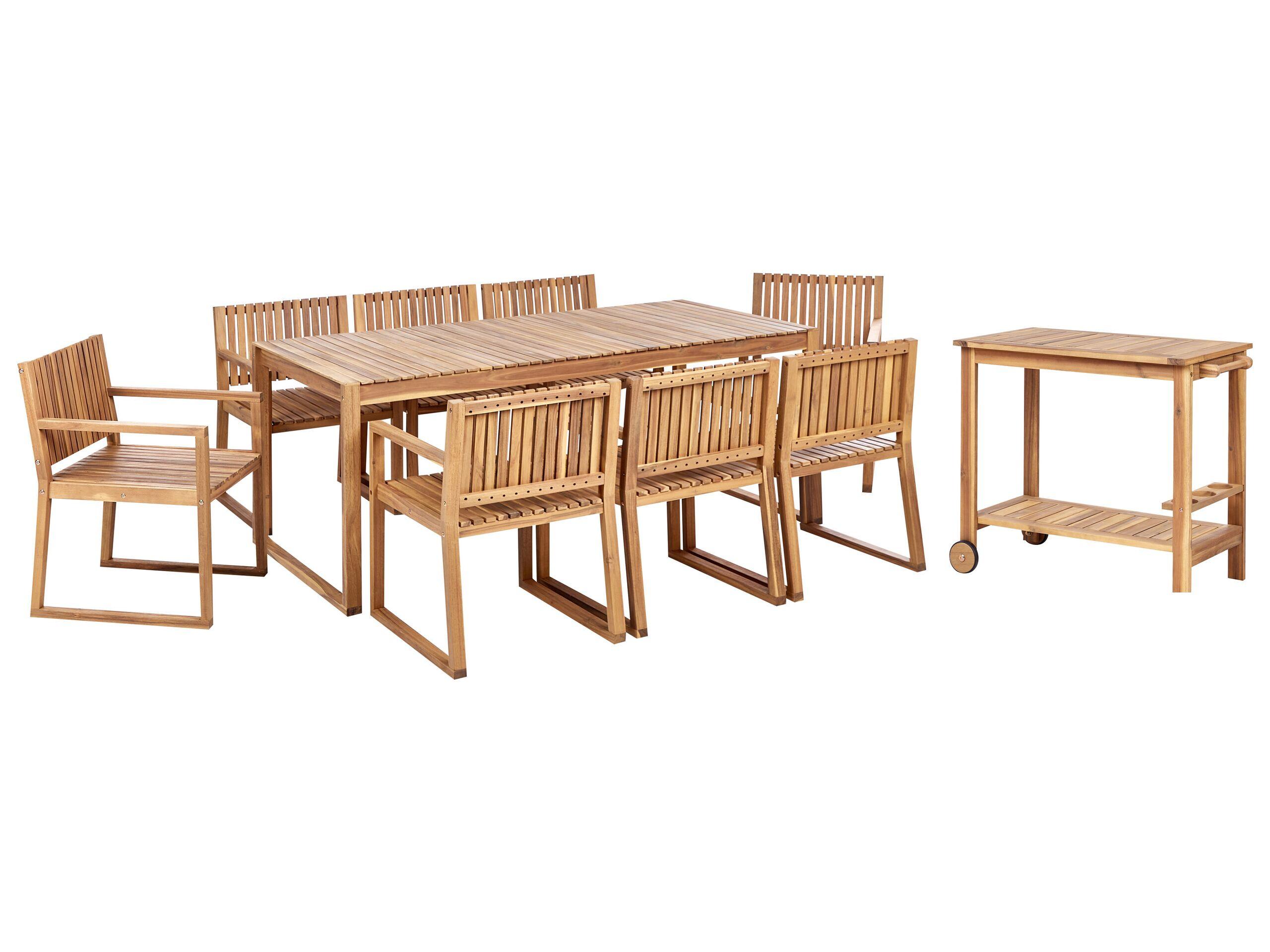 Beliani Set da pranzo : Tavolo e 8 sedie con Carrello en Legno d'acacia certificato FSC® Rustico SASSARI II  