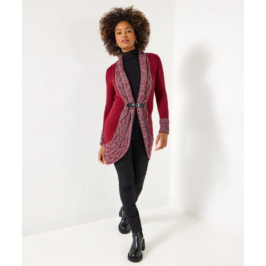 Joe Browns Zweifarbige Strickjacke mit Taillenschnalle  