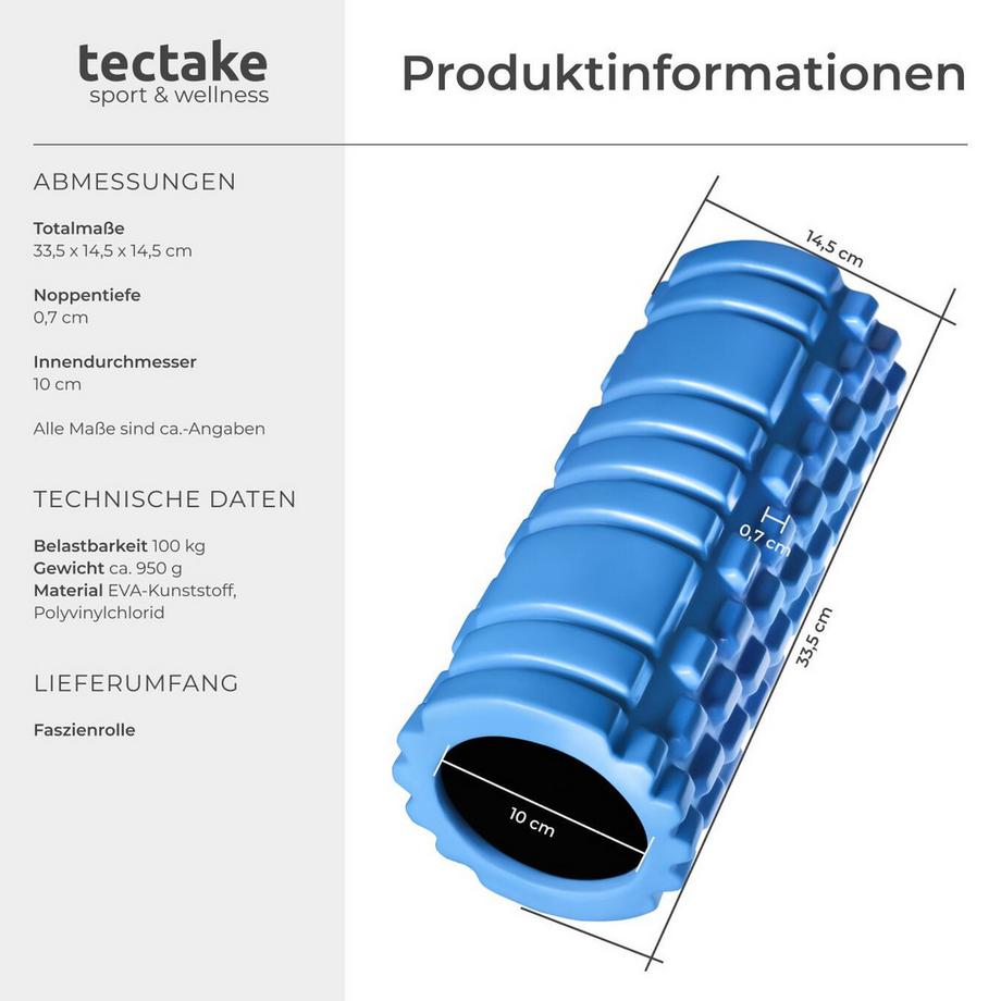 Tectake  Rouleau de massage en mousse  avec zones à picots pour un massage profond 