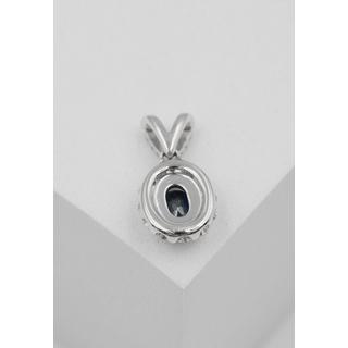 MUAU Schmuck  Pendentif or blanc 750 saphir 0,76ct. diamants 0,42ct. 13x9mm 