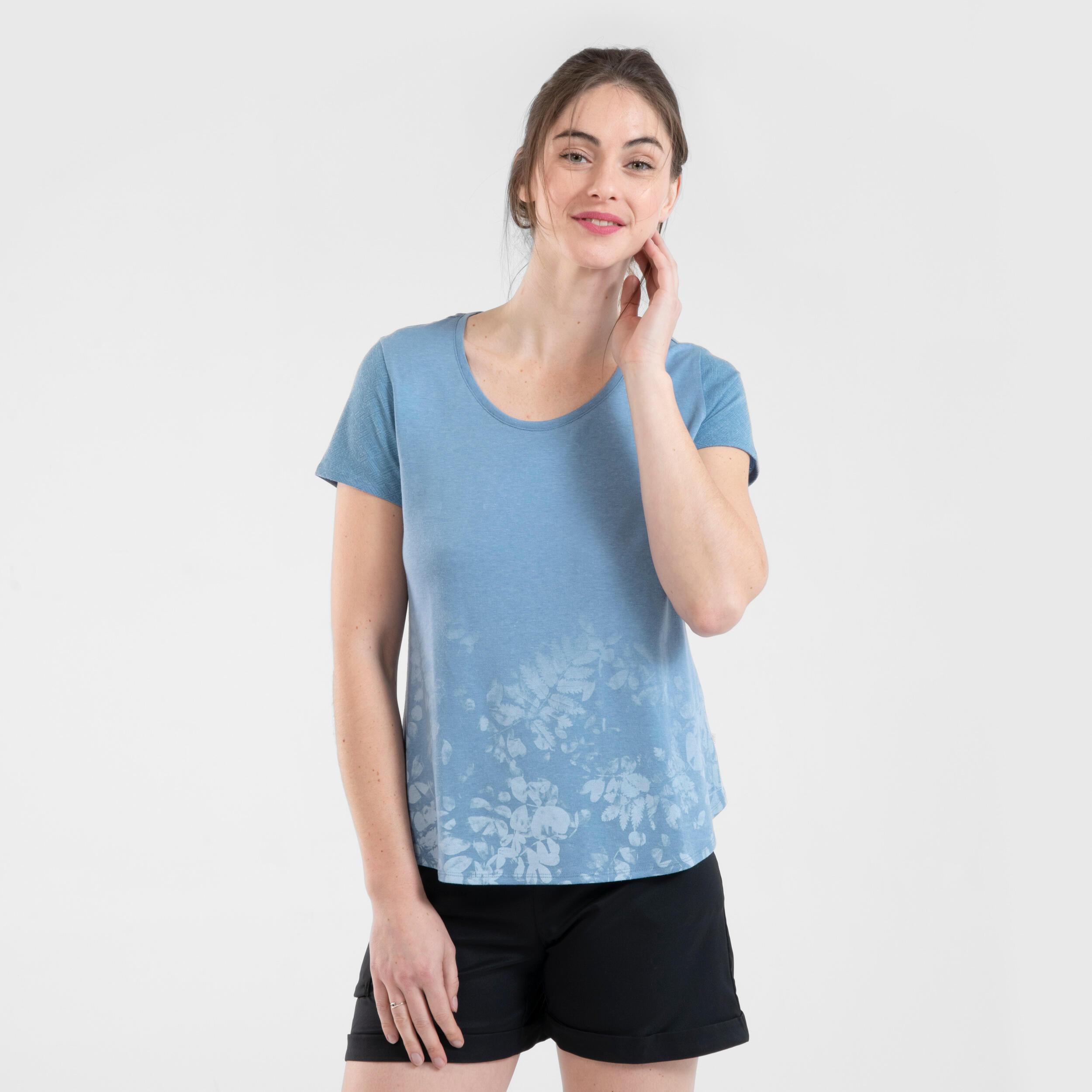 Image of Kurzarmshirt - Nh500 Damen Blau Bedruckt S