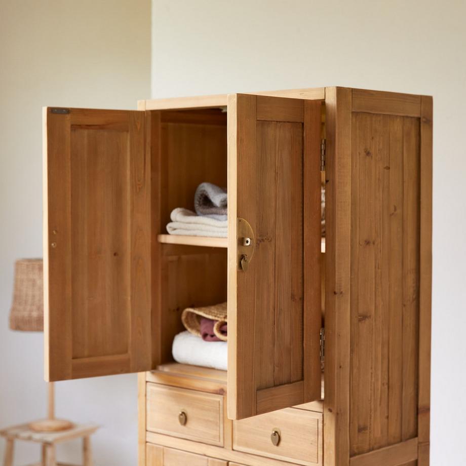 Tikamoon Armoire enfant en pin massif recyclé naturel Yuki  